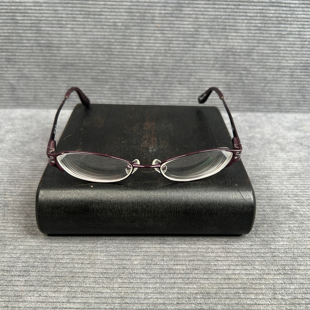 Phoebe P235 Purple Oval Y2k Eyeglasses Silver Scroll Filigree Metal Frames 130mm